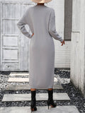 Ladies Button Long Sleeves Daily Knit Dress E2319 - SWEETKAMA