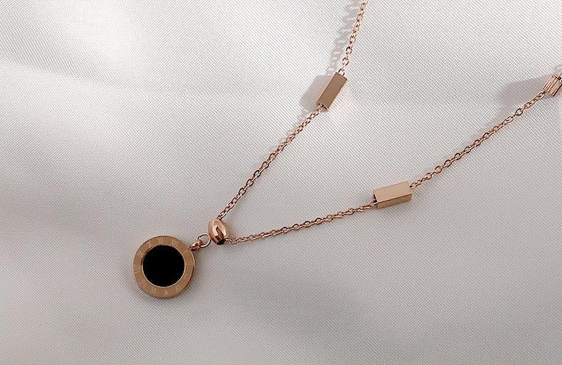 Ladies Circle Pendent Rose Gold Plated Necklace SKAJ005 - SWEETKAMA
