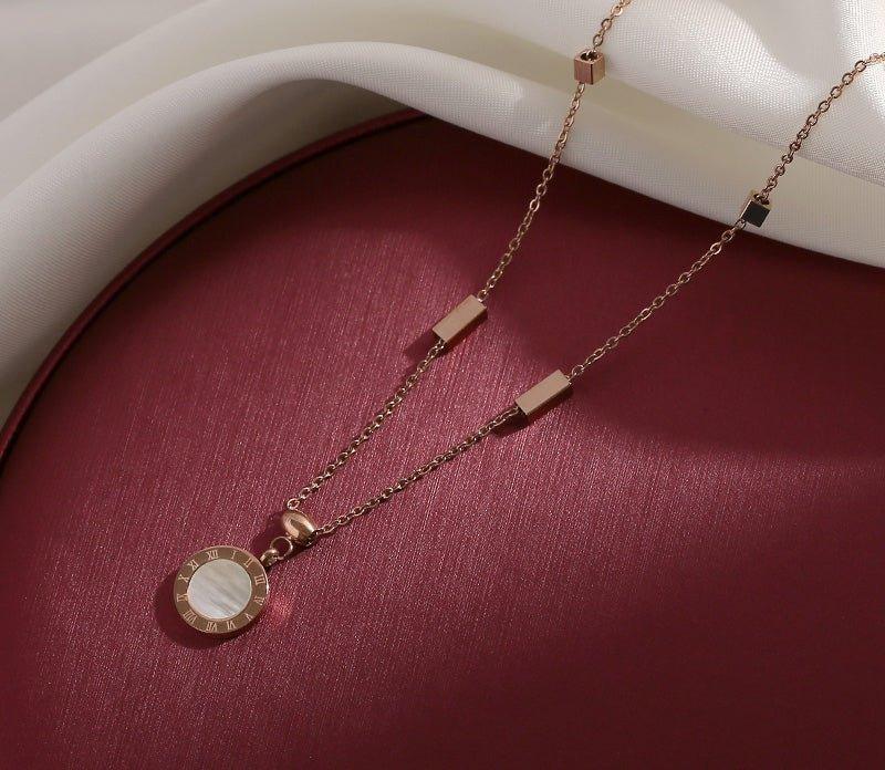 Ladies Circle Pendent Rose Gold Plated Necklace SKAJ005 - SWEETKAMA