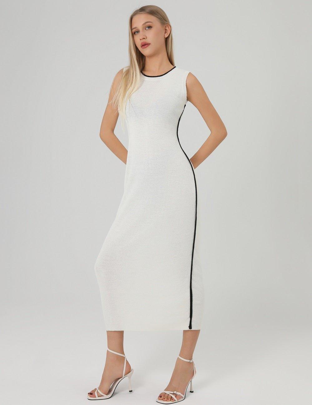 Ladies Color Block Bodycon Knit Midi Dress SKD276 - SWEETKAMA