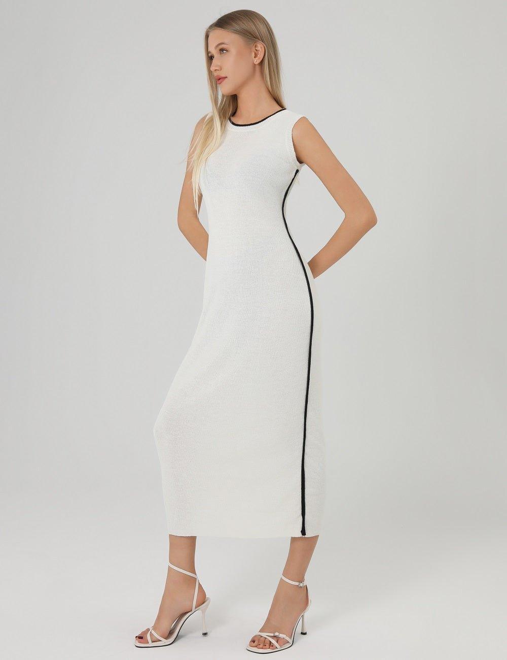 Ladies Color Block Bodycon Knit Midi Dress SKD276 - SWEETKAMA