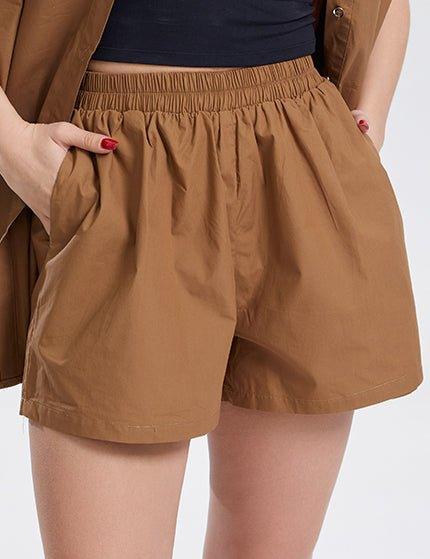 Ladies Color Block Botton Down Casual Top Shorts Set SKST282 - SWEETKAMA