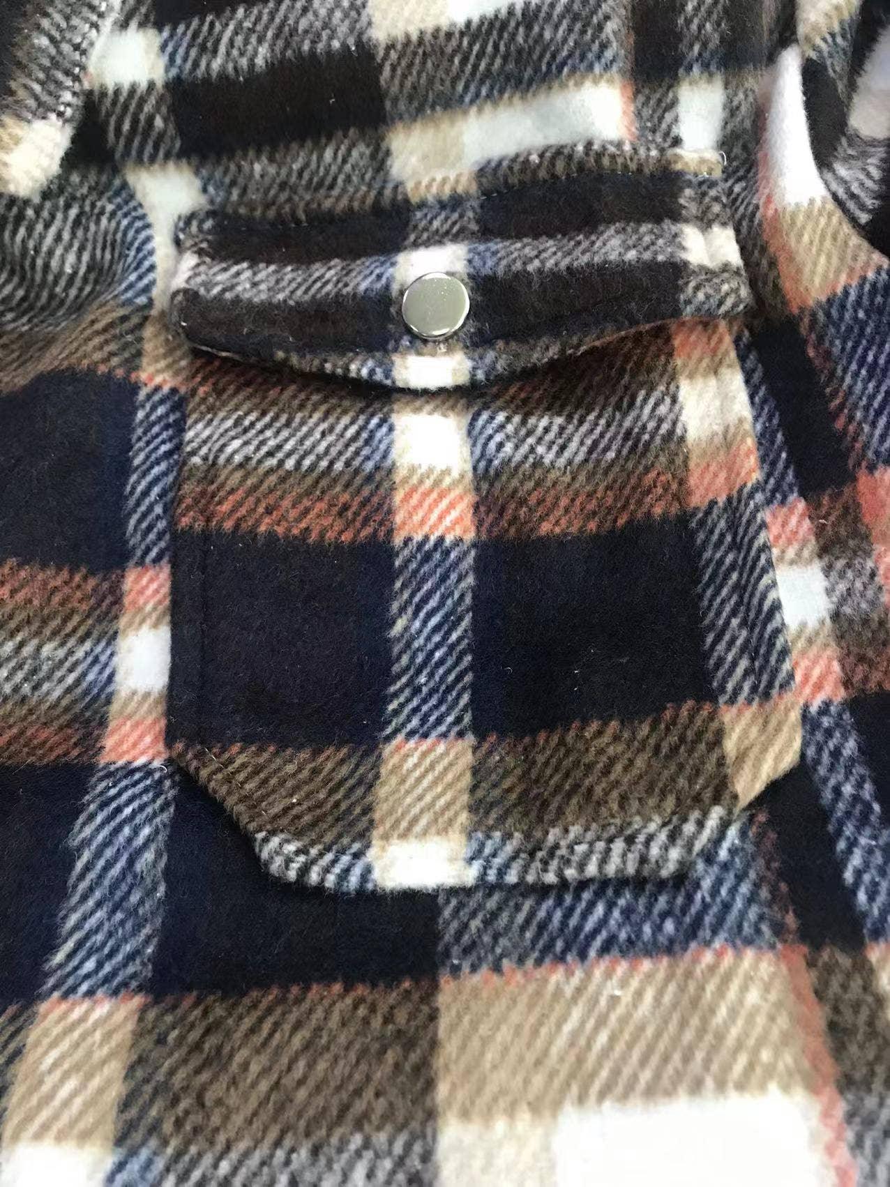 Ladies Color Block Long Sleeves Plaid Shirt FF-80193 - SWEETKAMA