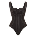 Ladies Color Block One Piece Swimwear with Pants Y361 - SWEETKAMA