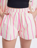 Ladies Color Block Stripe Casual Top Shorts Set SKST277 - SWEETKAMA