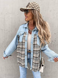 Ladies Color Block Turn-Down Collar Shirt z239 - SWEETKAMA