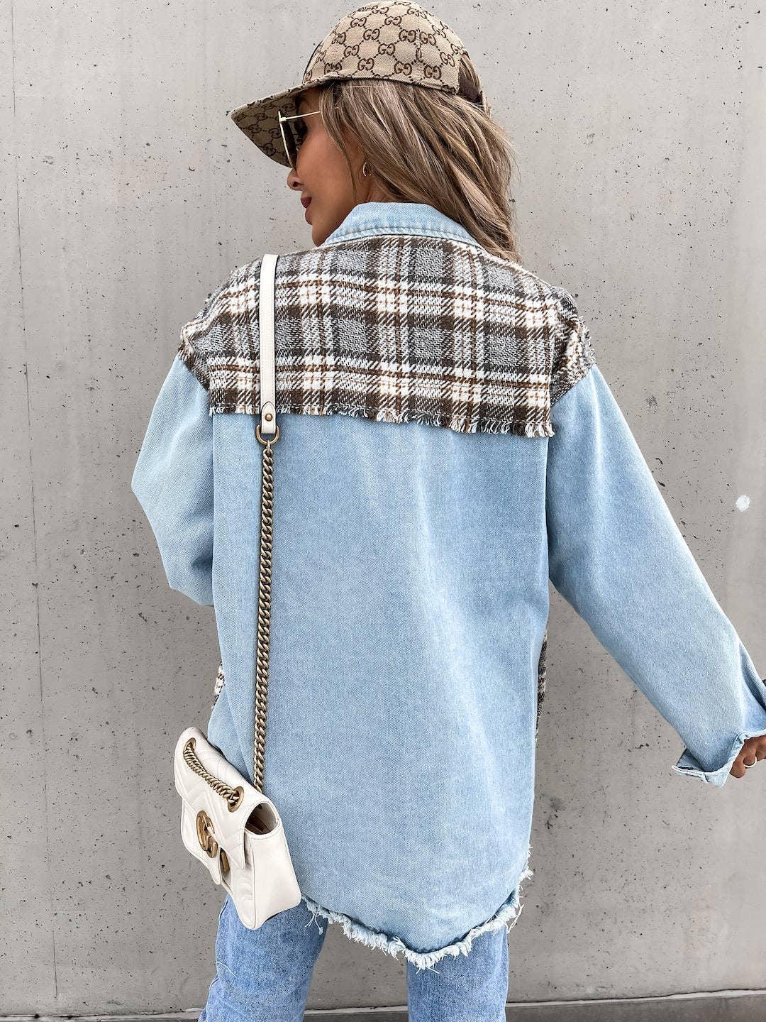 Ladies Color Block Turn-Down Collar Shirt z239 - SWEETKAMA