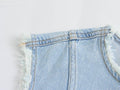 Ladies Crew Neck Sleeveless Denim Dress E48067 - SWEETKAMA