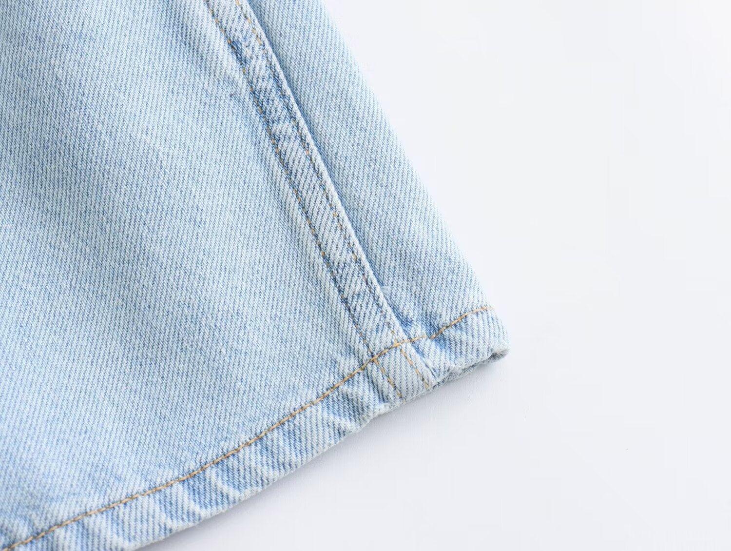 Ladies Crew Neck Sleeveless Denim Dress E48067 - SWEETKAMA