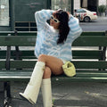 Ladies Crochet Knitted Rainbow Sweater T2A1 - SWEETKAMA