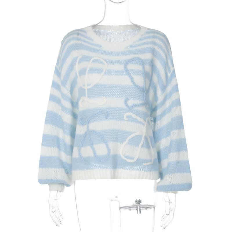 Ladies Crochet Knitted Rainbow Sweater T2A1 - SWEETKAMA