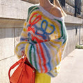 Ladies Crochet Knitted Rainbow Sweater T2A1 - SWEETKAMA