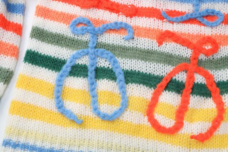 Ladies Crochet Knitted Rainbow Sweater T2A1 - SWEETKAMA