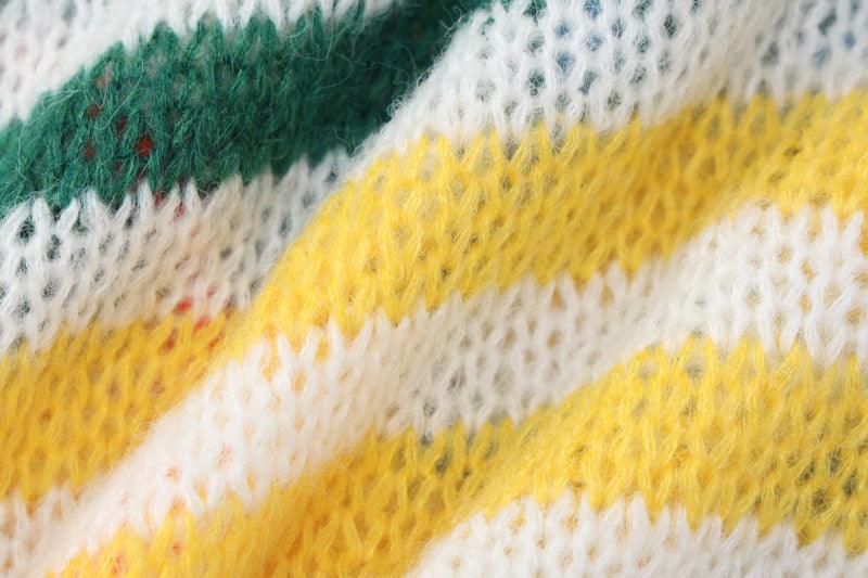 Ladies Crochet Knitted Rainbow Sweater T2A1 - SWEETKAMA