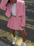 Ladies Crop Blazer and Pleated Skirt Sets TZ0119 - SWEETKAMA