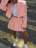 Ladies Crop Blazer and Pleated Skirt Sets TZ0119 - SWEETKAMA