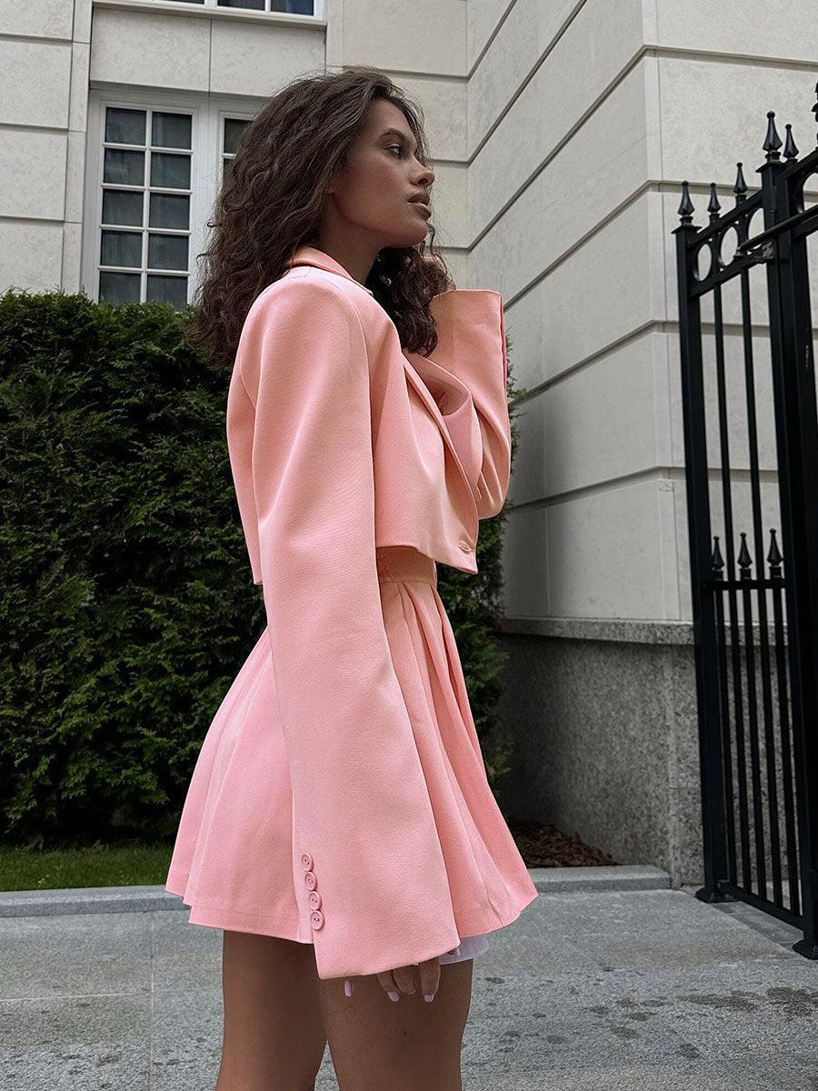 Ladies Crop Blazer and Pleated Skirt Sets TZ0119 - SWEETKAMA