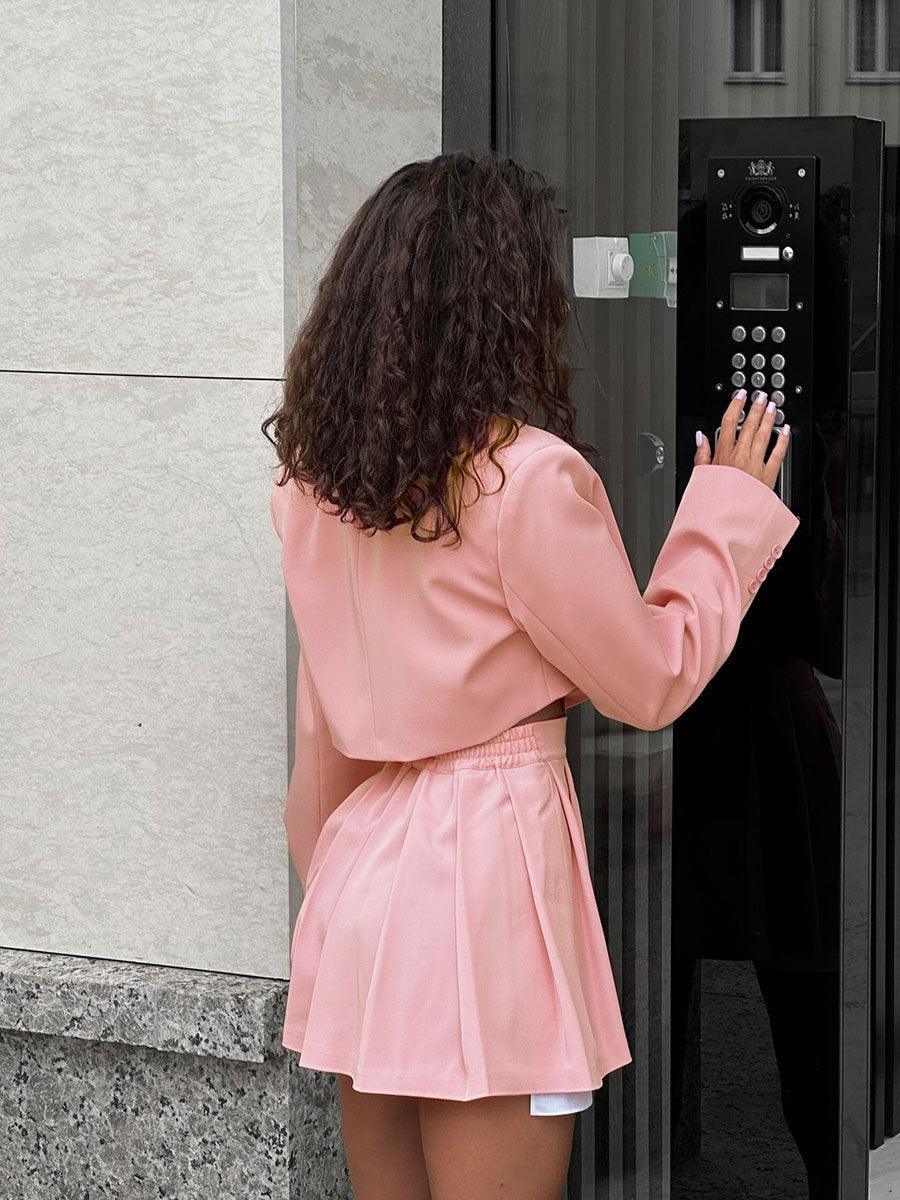 Ladies Crop Blazer and Pleated Skirt Sets TZ0119 - SWEETKAMA
