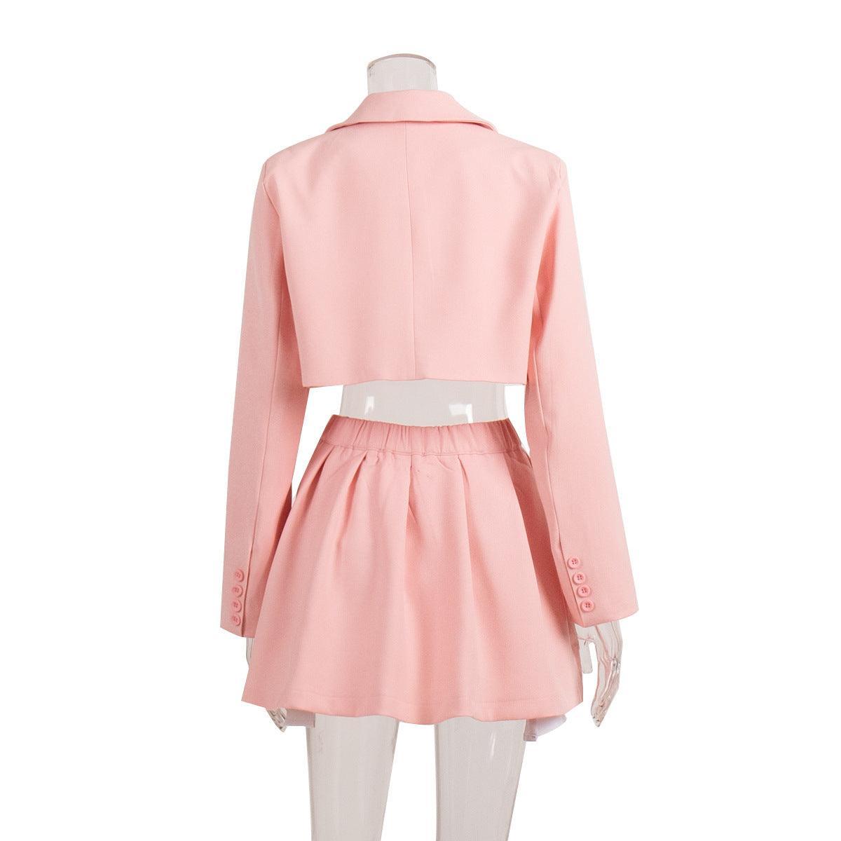 Ladies Crop Blazer and Pleated Skirt Sets TZ0119 - SWEETKAMA
