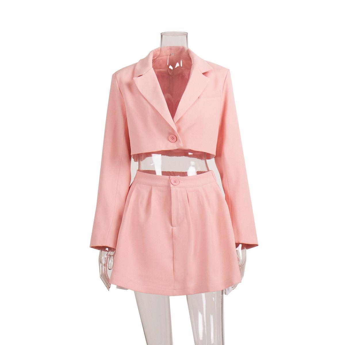 Ladies Crop Blazer and Pleated Skirt Sets TZ0119 - SWEETKAMA