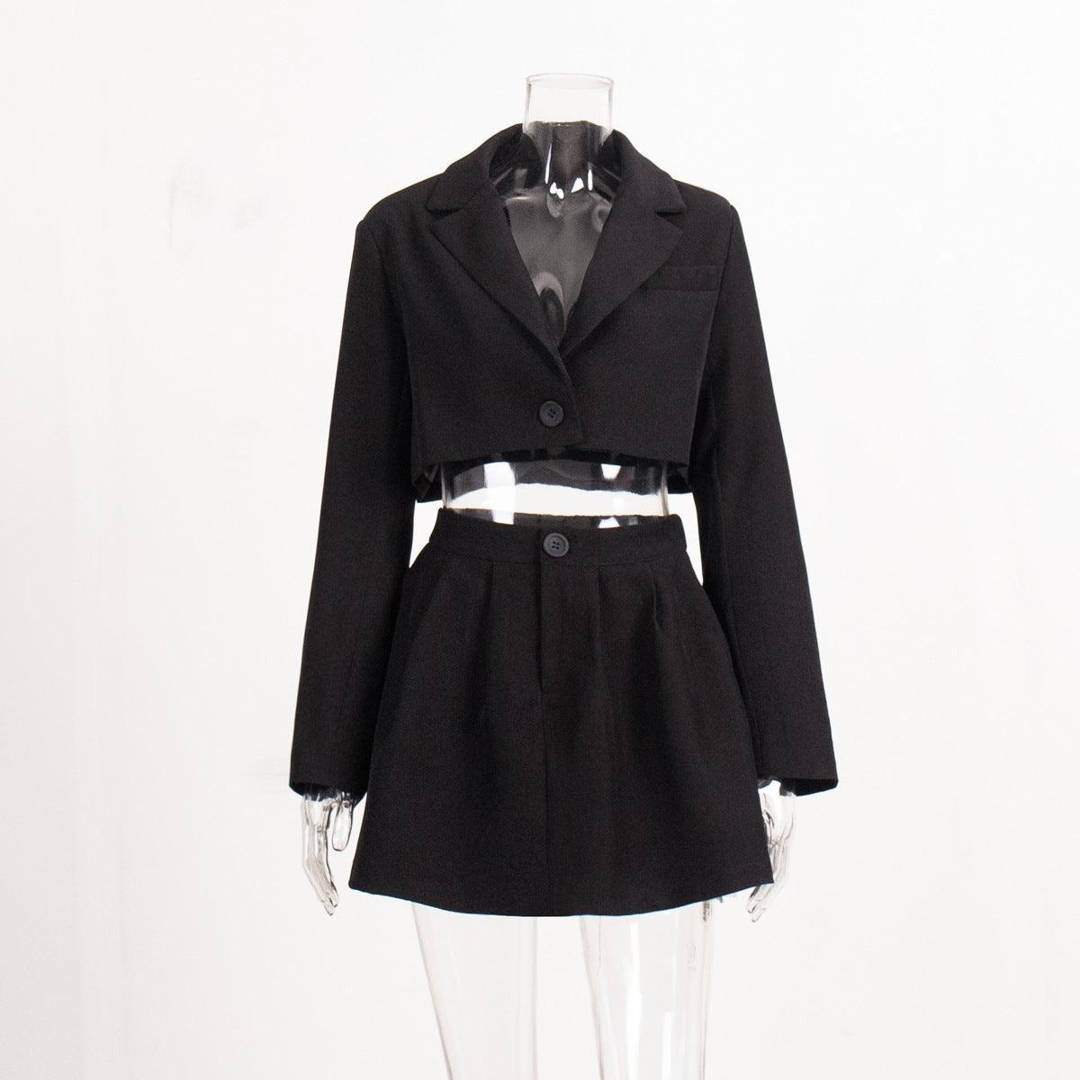 Ladies Crop Blazer and Pleated Skirt Sets TZ0119 - SWEETKAMA