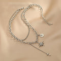 Ladies Cross & Star Circle Pendent Necklace SKAJ026 - SWEETKAMA