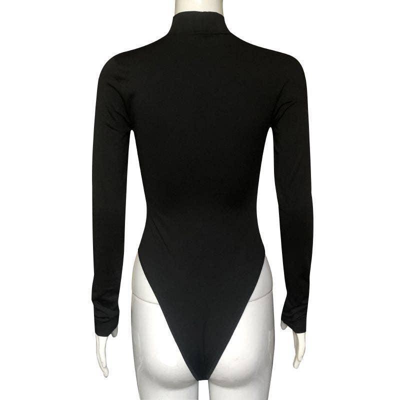 Ladies Deep V-Neck See Through Long Sleeves Teddy HT0913 - SWEETKAMA
