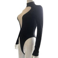 Ladies Deep V-Neck See Through Long Sleeves Teddy HT0913 - SWEETKAMA