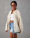 Ladies Denim Pockets Lapel Metal Loose Shirt 32131 - SWEETKAMA