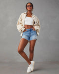 Ladies Denim Pockets Lapel Metal Loose Shirt 32131 - SWEETKAMA