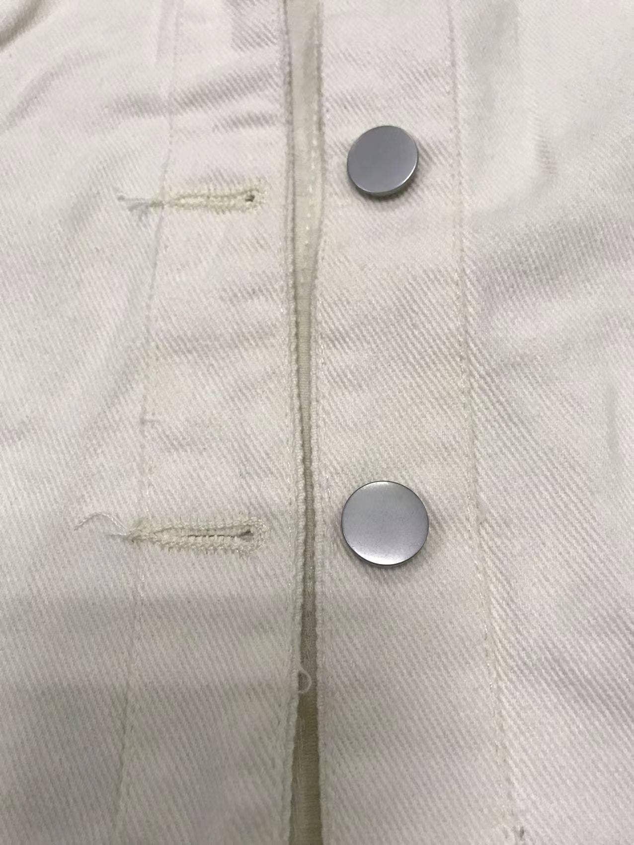 Ladies Denim Pockets Lapel Metal Loose Shirt 32131 - SWEETKAMA