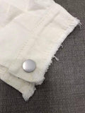 Ladies Denim Pockets Lapel Metal Loose Shirt 32131 - SWEETKAMA