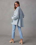 Ladies Denim Pockets Lapel Metal Loose Shirt 32131 - SWEETKAMA