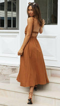 Ladies Elastic Strape Back Sleeveless Midi Dress 993 - SWEETKAMA
