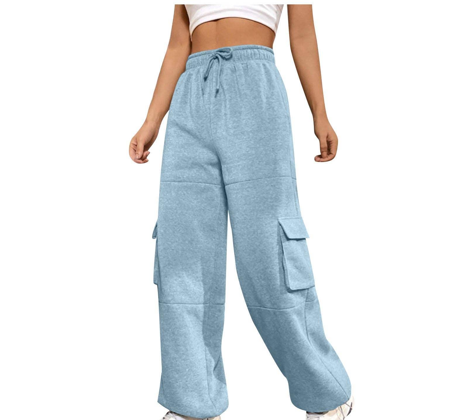 Ladies Elastic Waist Wide Leg Sweatpants 1056 - SWEETKAMA