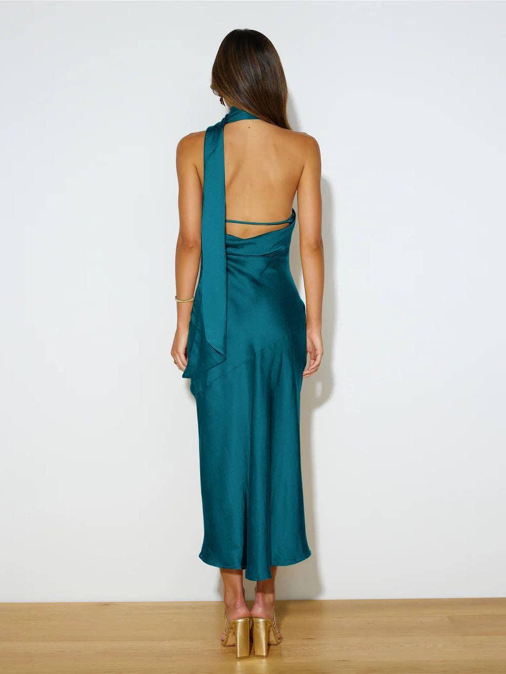 Ladies Elegant Backless Daily Midi Dress GQRZ - SWEETKAMA