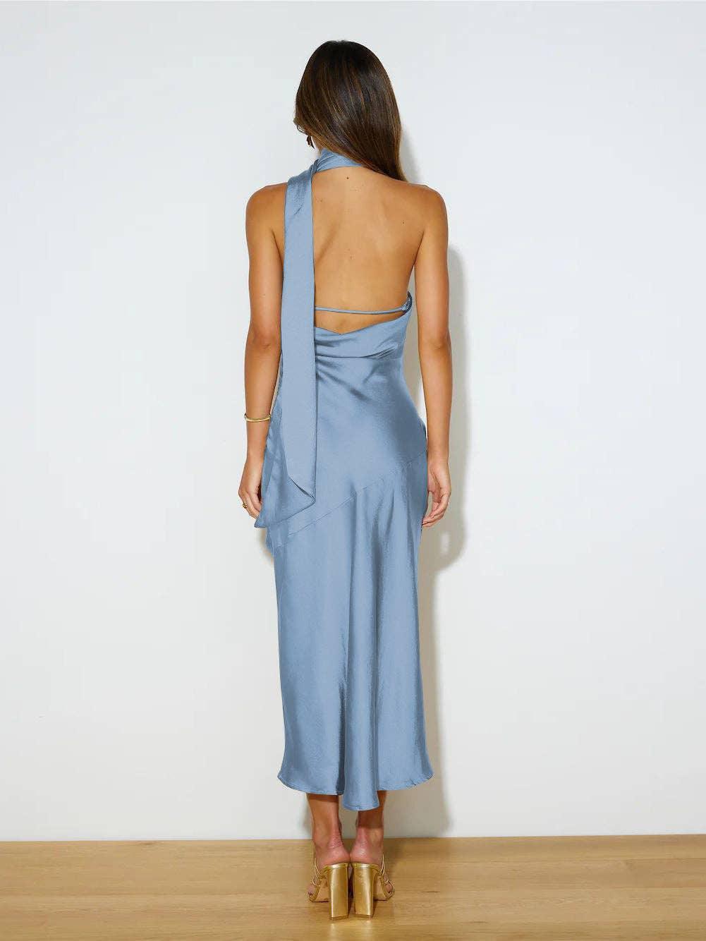 Ladies Elegant Backless Daily Midi Dress GQRZ - SWEETKAMA