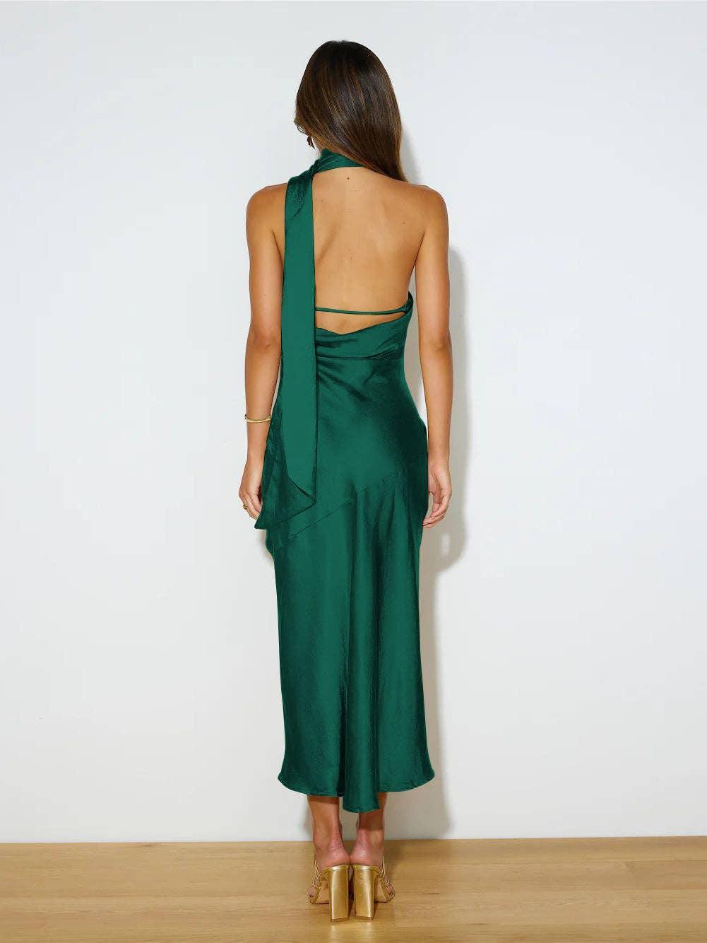 Ladies Elegant Backless Daily Midi Dress GQRZ - SWEETKAMA
