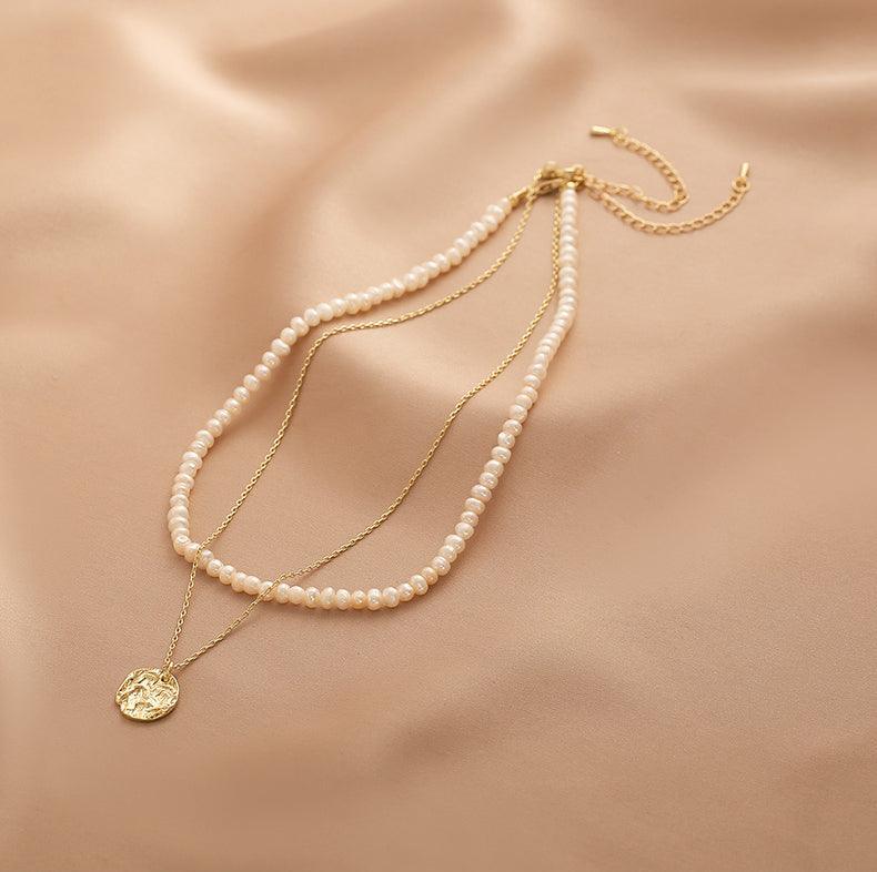 Ladies Fake Pearl Beads Circle Disc Pendent Necklace Set SKAJ010 - SWEETKAMA