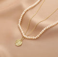 Ladies Fake Pearl Beads Circle Disc Pendent Necklace Set SKAJ010 - SWEETKAMA