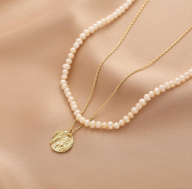 Ladies Fake Pearl Beads Circle Disc Pendent Necklace Set SKAJ010 - SWEETKAMA