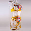 Ladies Floral Embroidery Lingerie Set with Garter Belt R1154A - SWEETKAMA
