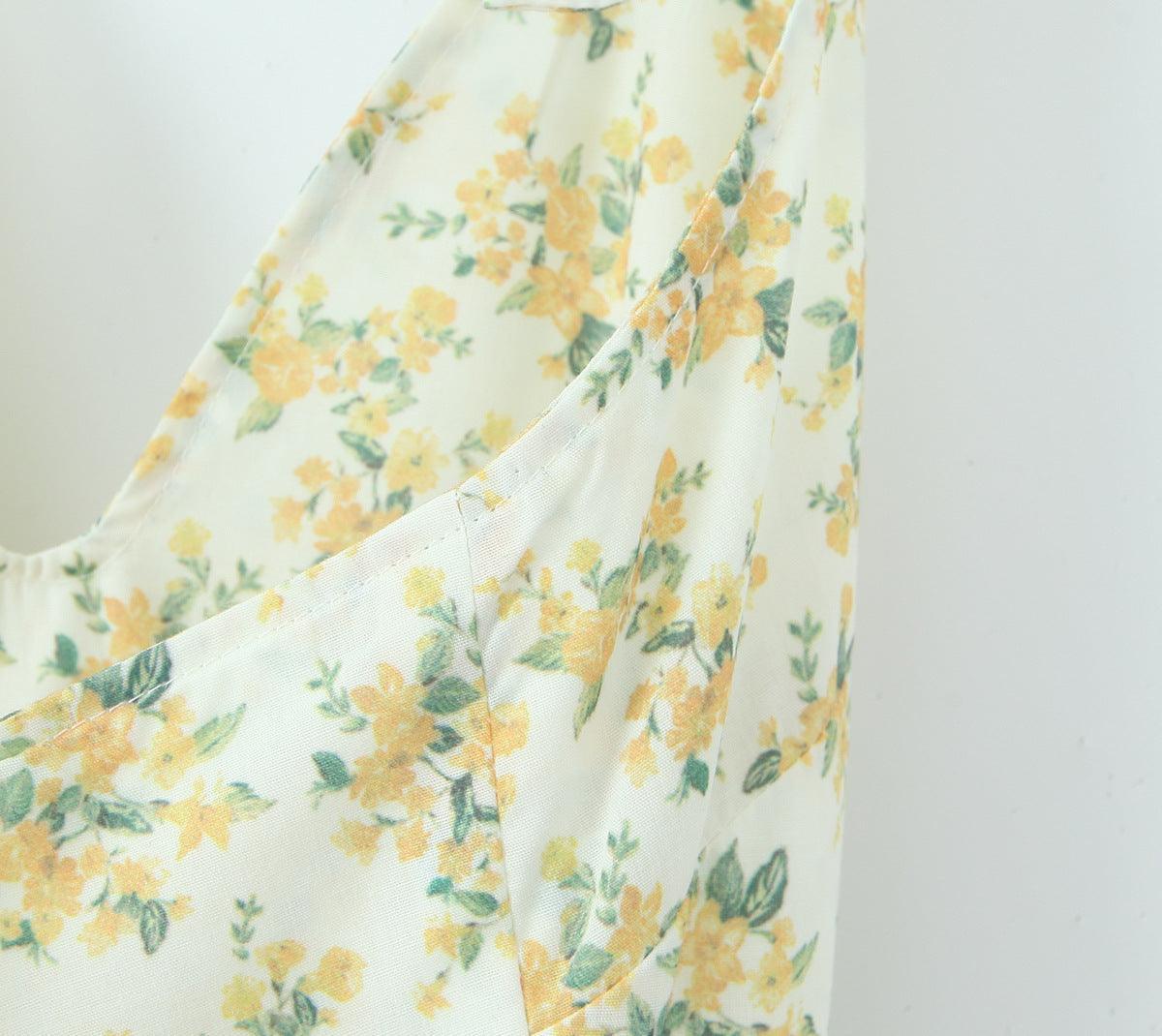 Ladies Floral Print Bustier Sleeveless Midi Dress C2723 - SWEETKAMA