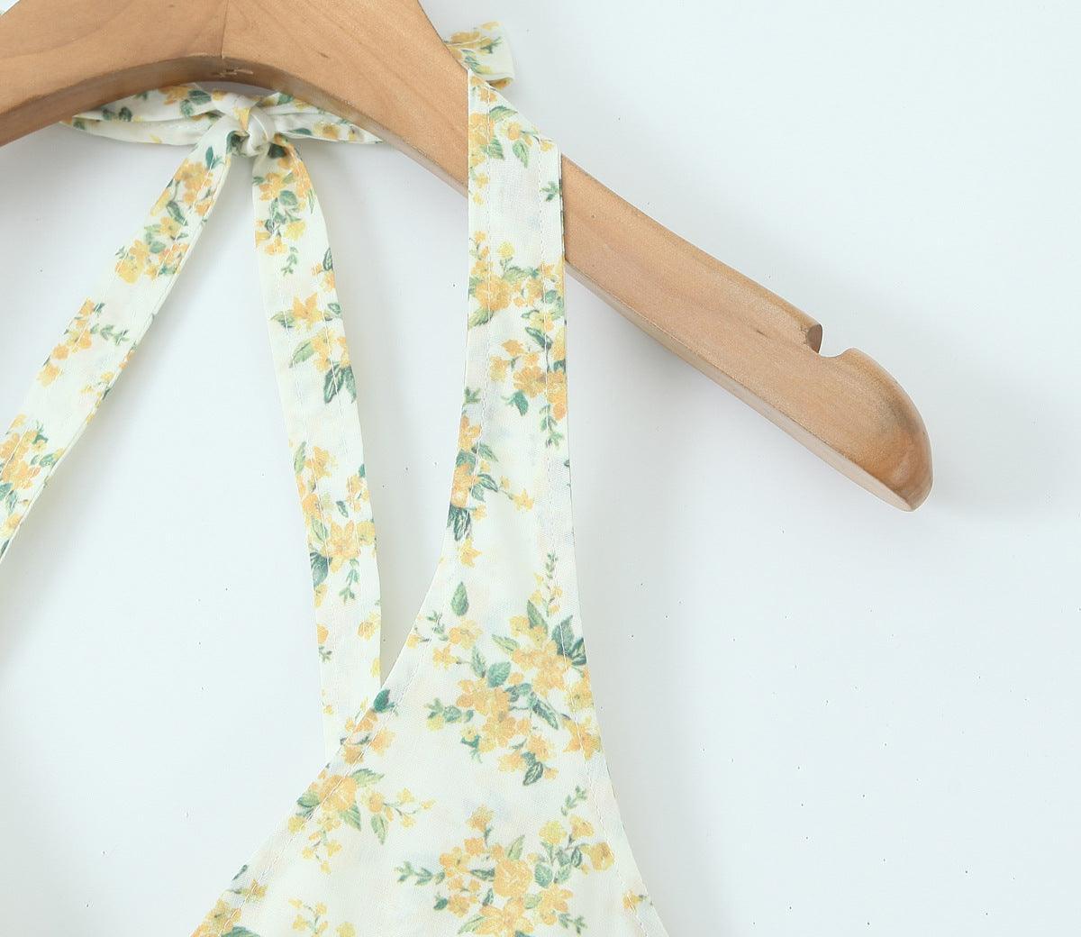 Ladies Floral Print Bustier Sleeveless Midi Dress C2723 - SWEETKAMA