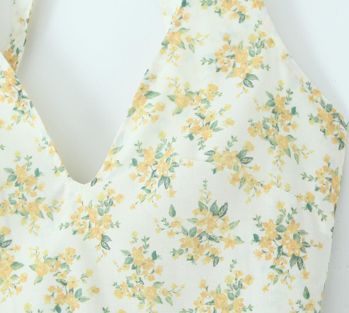 Ladies Floral Print Bustier Sleeveless Midi Dress C2723 - SWEETKAMA