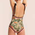 Ladies Floral Reversible One Piece Swimwear with Skirt Y18 - SWEETKAMA