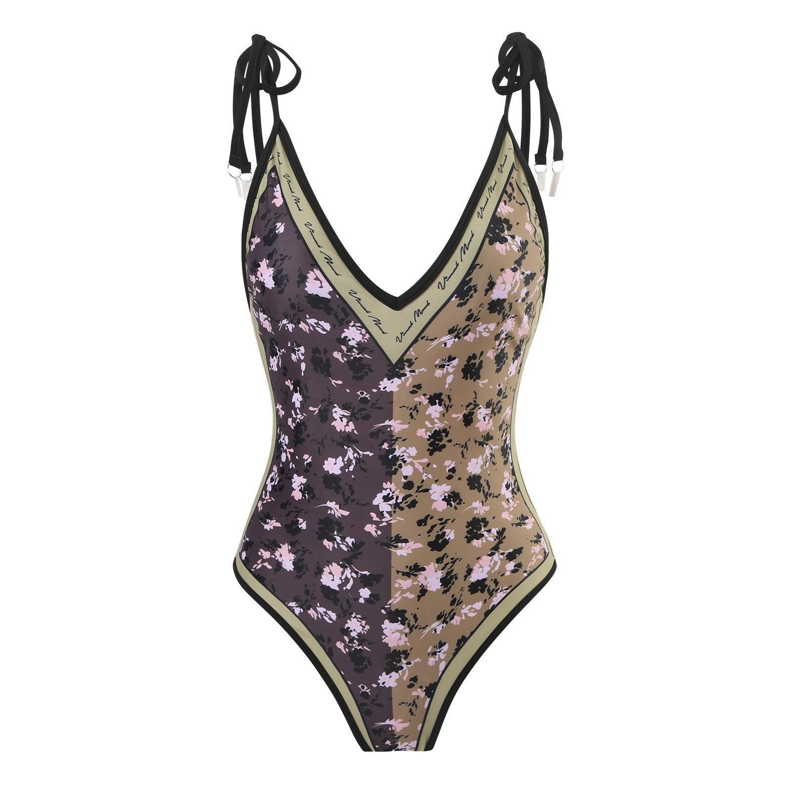 Ladies Floral Reversible One Piece Swimwear with Skirt Y18 - SWEETKAMA