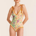 Ladies Floral Reversible One Piece Swimwear with Skirt Y18 - SWEETKAMA