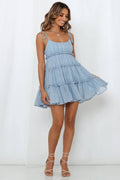 Ladies Flounce Flower Print Daily Mini Dress 1101 - SWEETKAMA