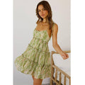 Ladies Flounce Flower Print Daily Mini Dress 1101 - SWEETKAMA